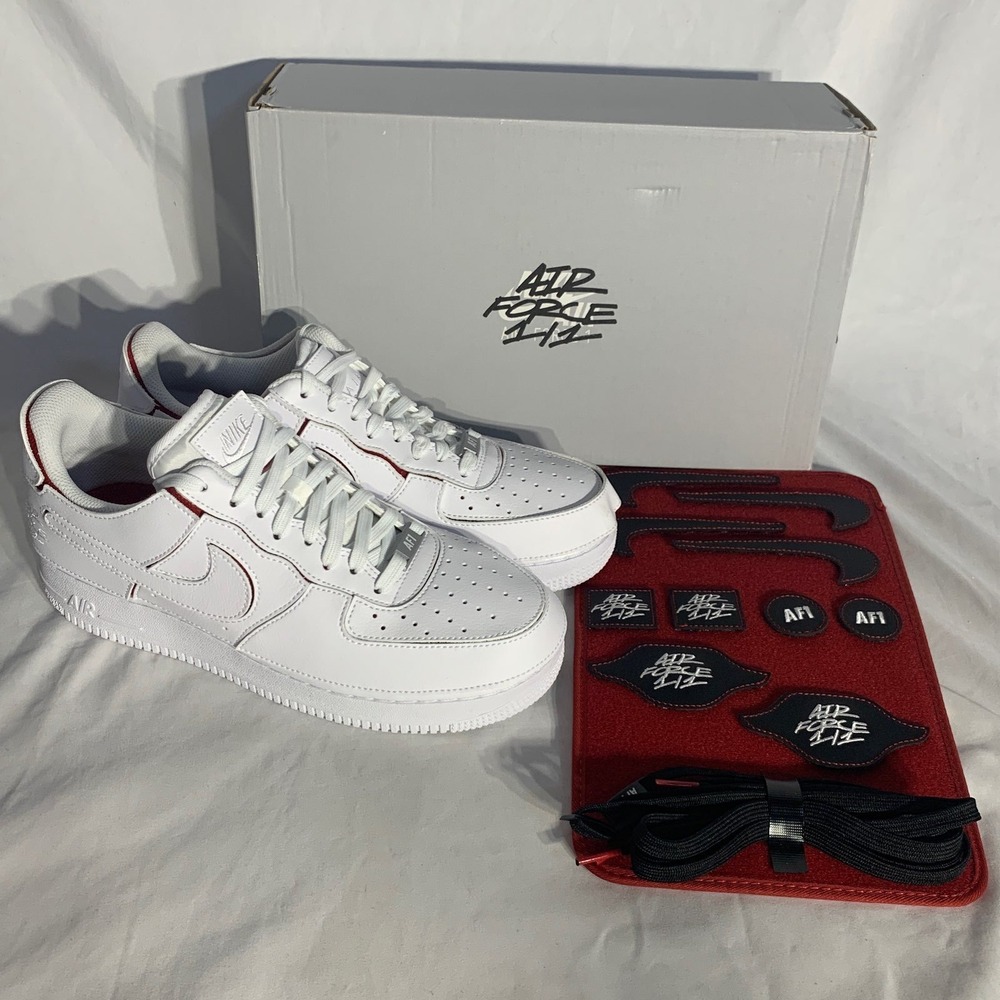 Nike Air Force 1 of 1 White Red Black Sneakers New With Box Womans 9